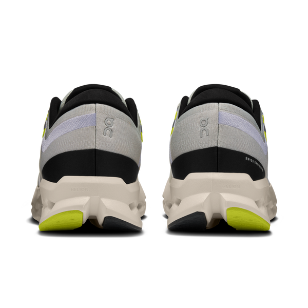 A closeup of the heel area of these On Cloudsurfer 2 shoes.