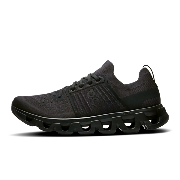 The medials side of this On shoe has a thick  knitted saddle through the mid-foot.