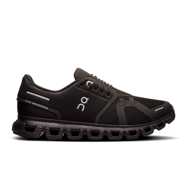 A pair of black On Cloud running shoes for women.