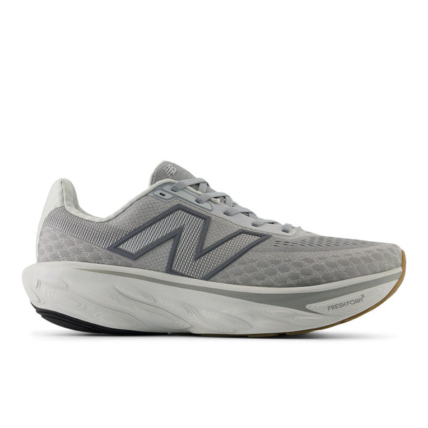 Gray running shoe with New Balance logo on a white background.