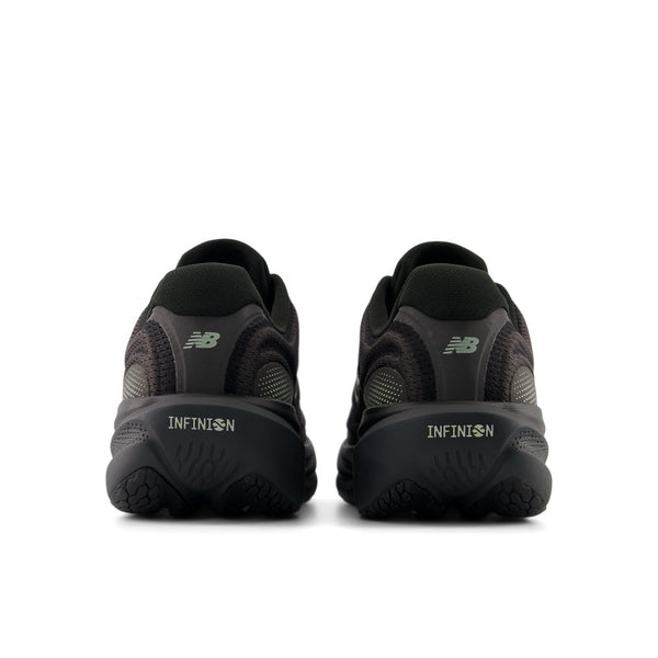 Black running shoes with 'INFINION' branding on a white background