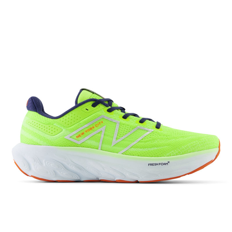 From the medial side these special edition NYC Marathon running shoes have a bright thirty watt color