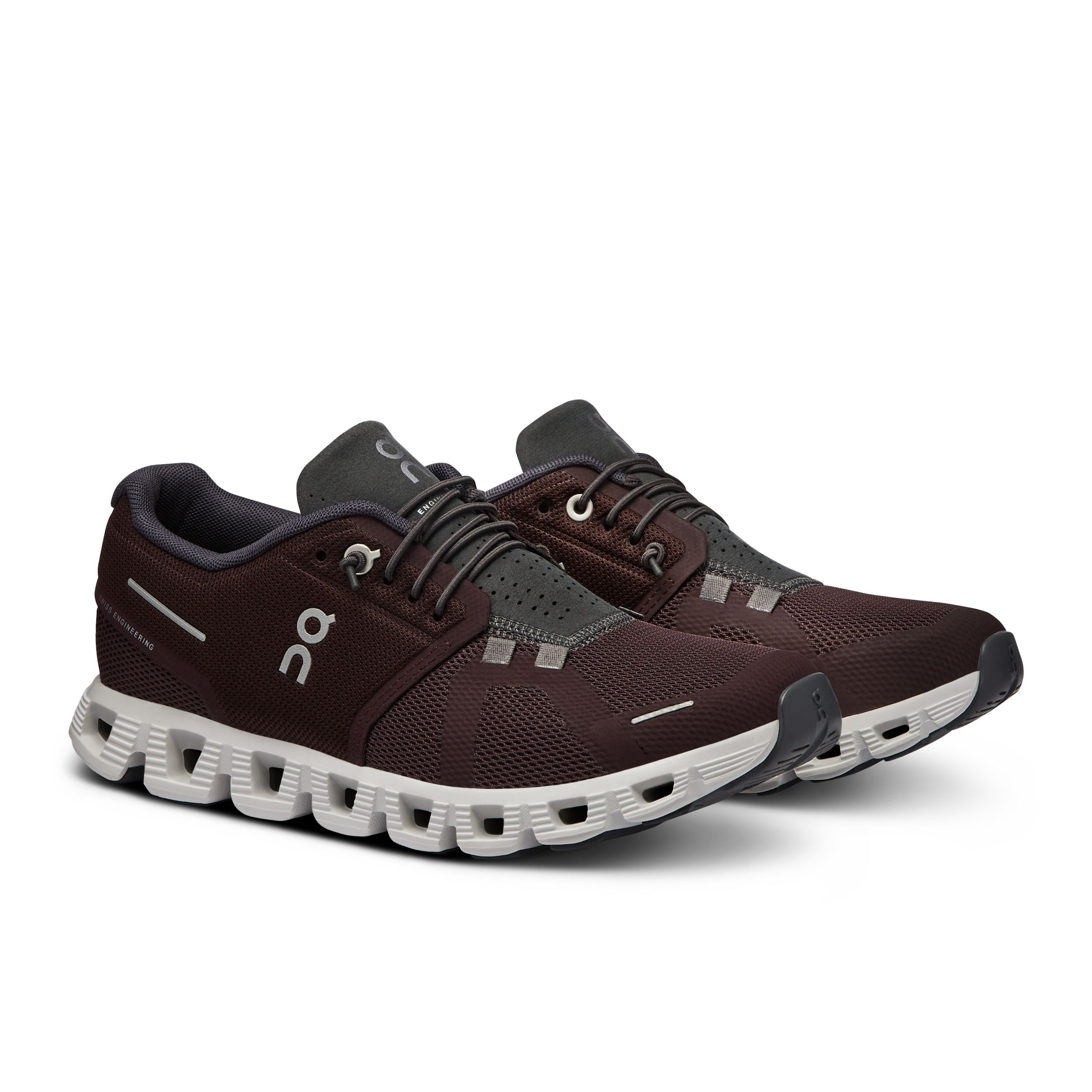 Front angle view of the Women's Cloud 5 in Mulberry/Eclipse