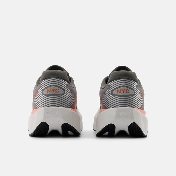Gray running shoes with 'NYC' logo on a white background