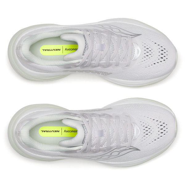 White running shoes with a visible brand logo on a white background