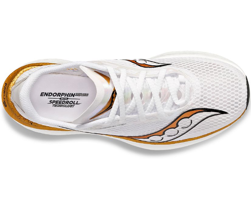 Top view of the Women's Endorphin Pro 3 in White/Gold