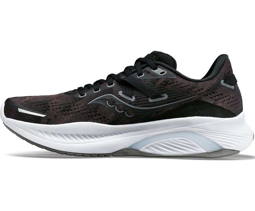 Medial view of the Women's Guide 16 in the wide D width, color black/white