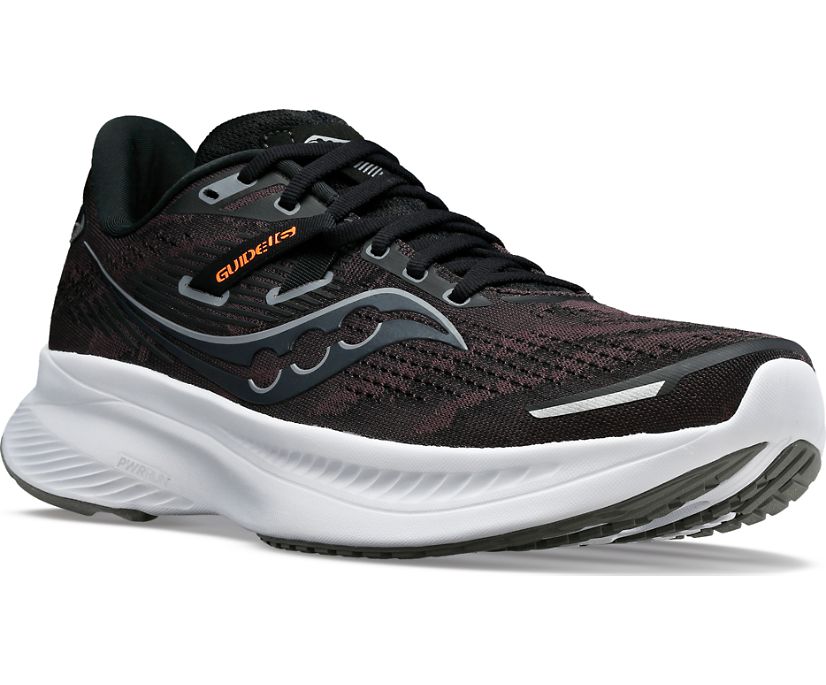 Front angle view of the Women's Guide 16 in the wide D width, color black/white