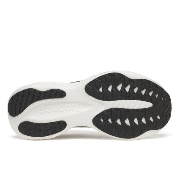 Black and white running shoe on a white background
