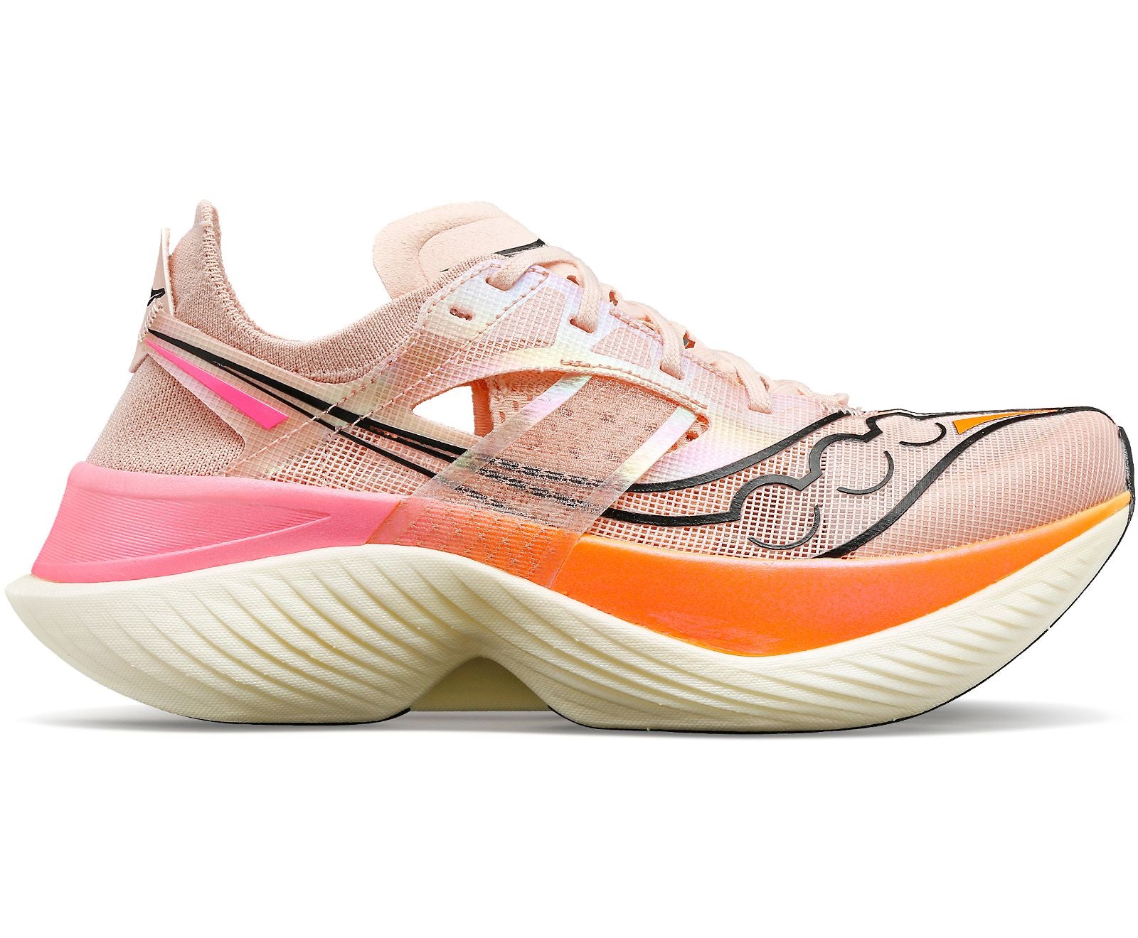 Lateral view of the Men's Endorphin Elite by Saucony in the color Mars