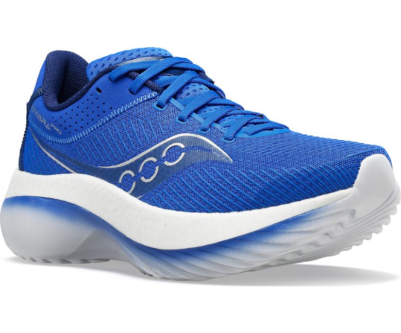 Front angle view of the Men's Kinvara Pro in SuperBlue/Indigo