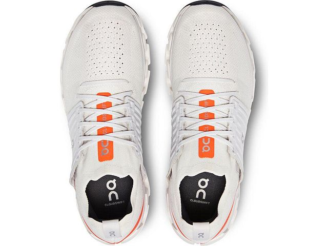 Top view of the Men's ON Cloudswift 3 in the color Ivory / Flame