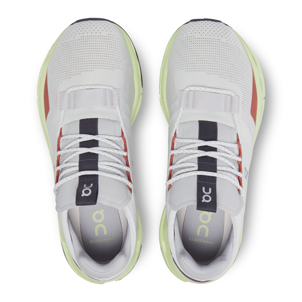 Top view of the Men's Cloudnova by ON in the color White/Limelight