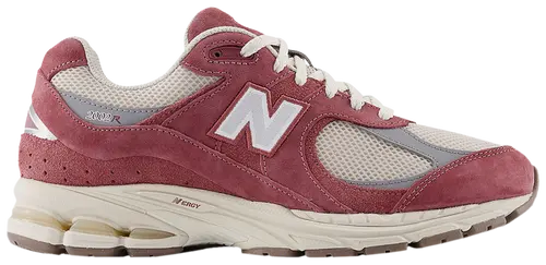Maroon running shoe with white accents on a white background