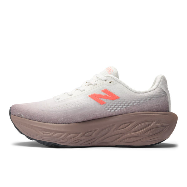 New Balance 1080 V14 women's shoe with a white upper and orange N logo.