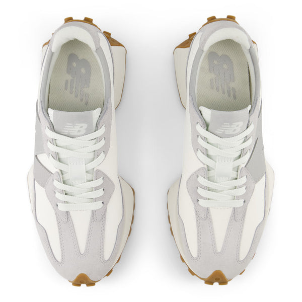 From above the women's 327 lifestyle shoe has lots of sharp angles that come together to produce a great shoe.