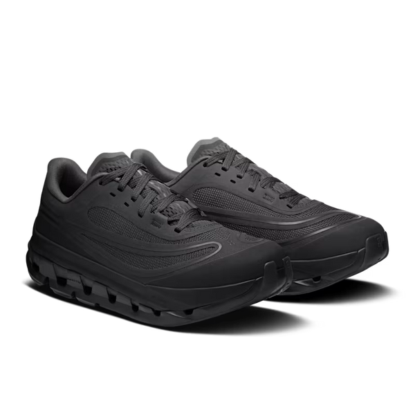 Pair of black athletic shoes on a transparent background