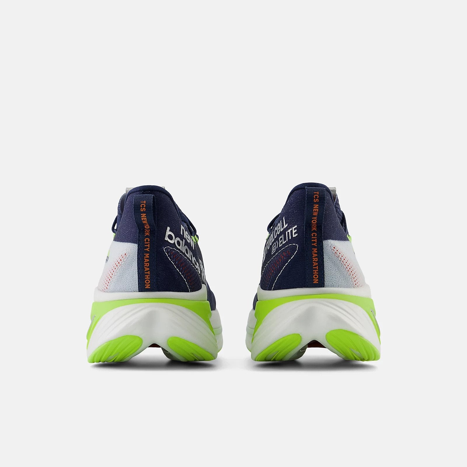 From behind the NYC Elite V3, TCS New York City Marathon is written on the heel