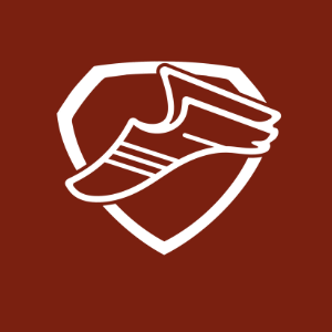 The Super Runner logo in White with a red background