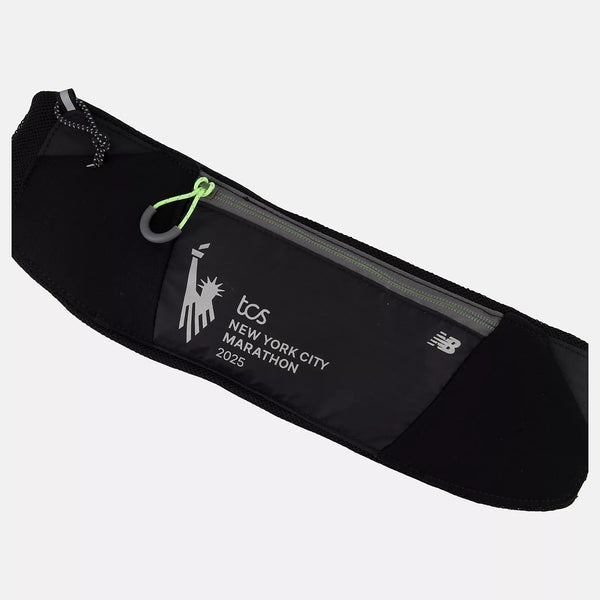 Black waist bag with TCS New York City Marathon 2025 branding on a white background