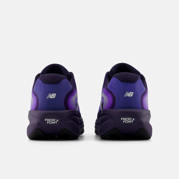 Purple athletic shoes with 'Fresh Foam' text on a white background