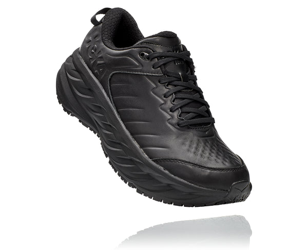 The Men's Hoka Bondi SR features a water-resistant leather upper along with a slip-resistant outsole. Ever features of the Hoka Bondi SR is designed to create all day comfort.