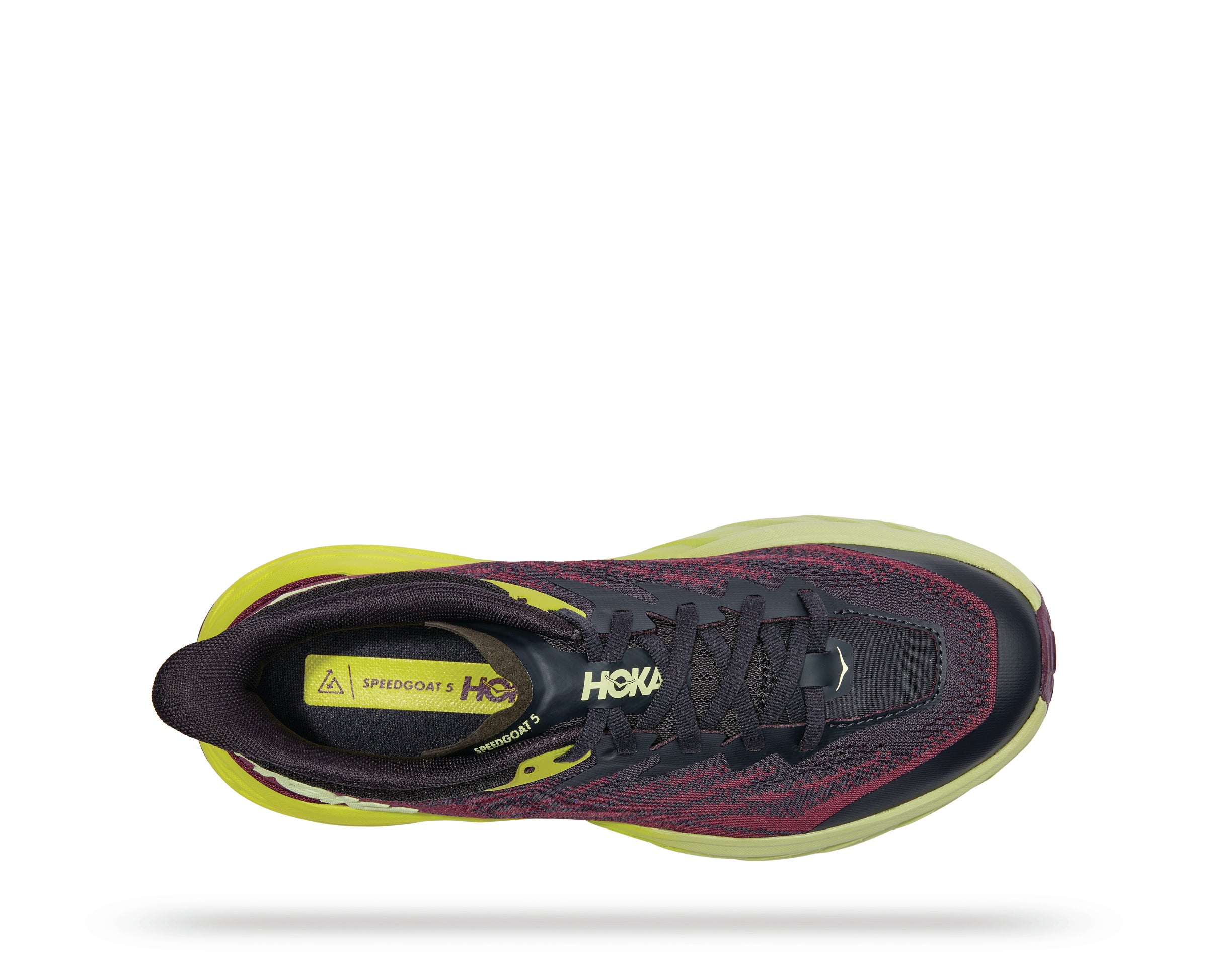 Top view of the Women's Speedgoat 5 in the color Blue Graphite/Evening Primrose
