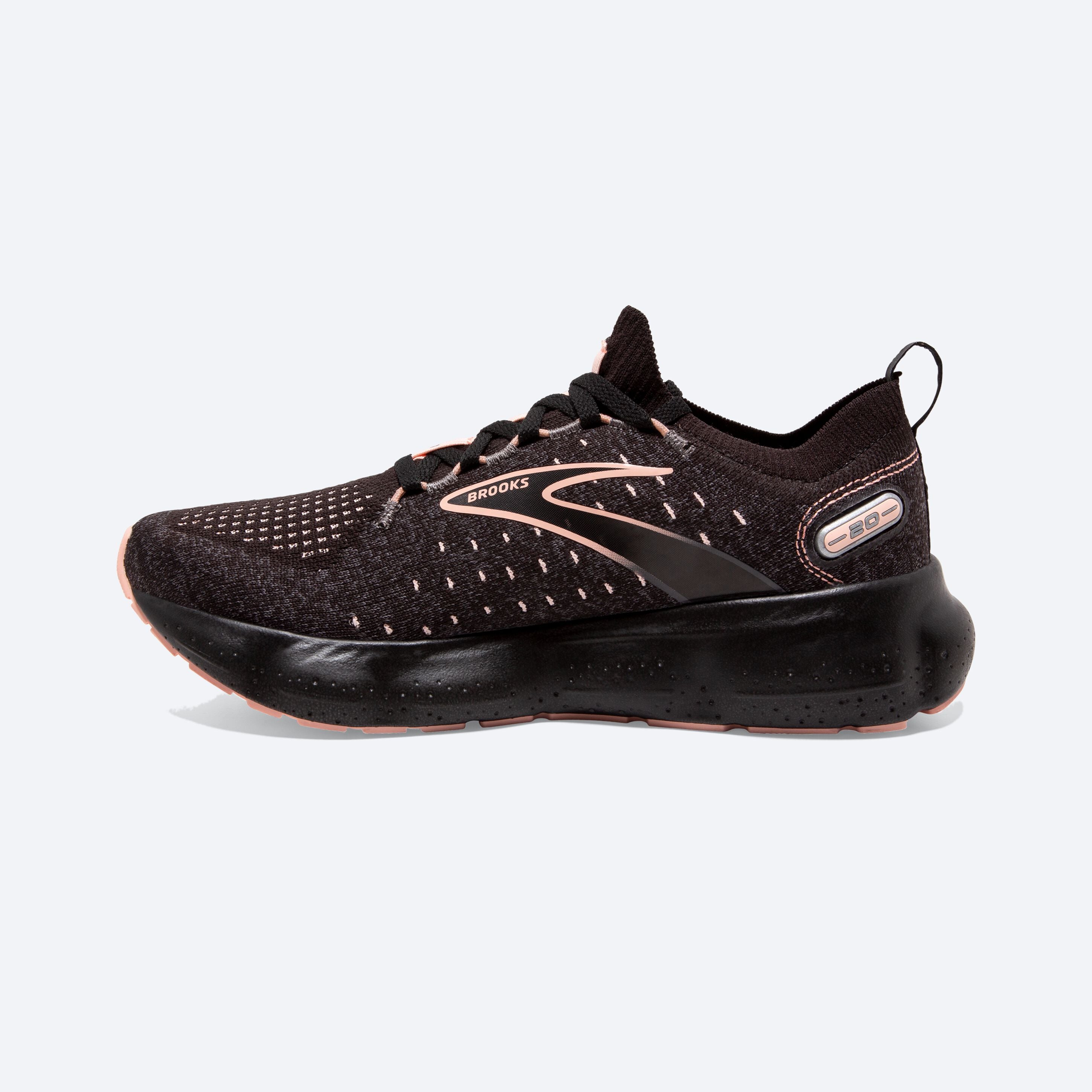 Medial view of the Women's Glycerin Stealthfit 20 in Black/Blackened Pearl/Knockout Pink
