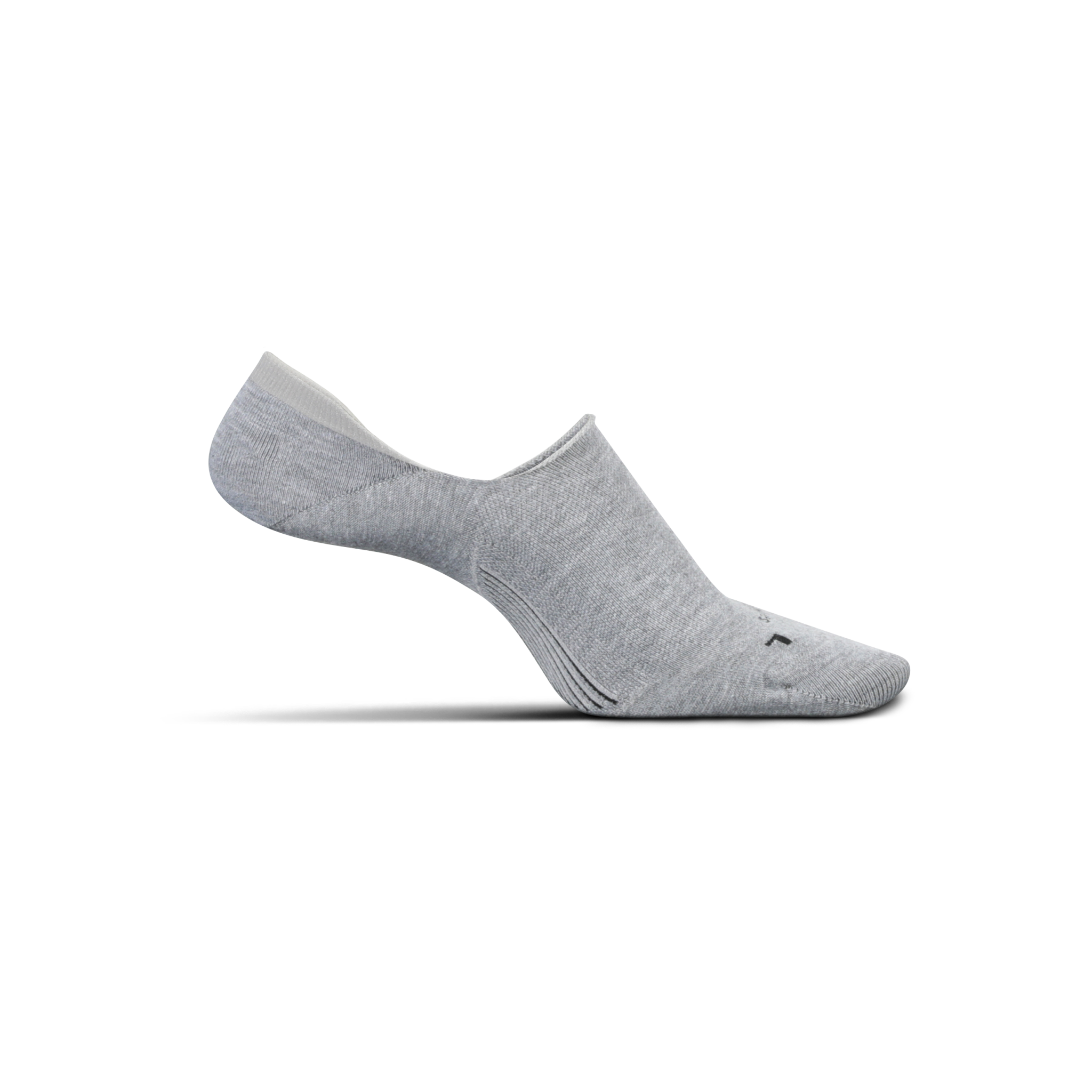 Medial view of the Feetures Women's Hidden Sock in the color grey
