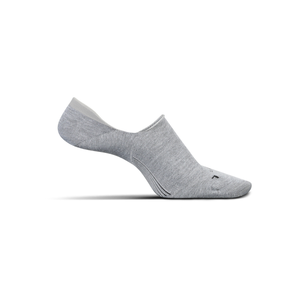 Medial view of the Feetures Women's Hidden Sock in the color grey