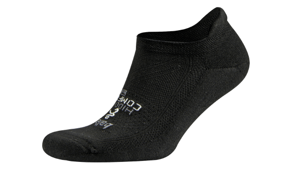 Lateral view of the Balega Hidden Comfort No Show Sock in the color black.