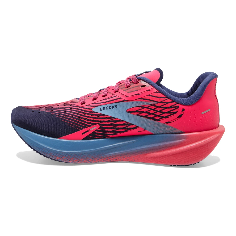 Medial view of the Women's Hyperion Max by BROOKS in the color Pink/Cobalt/Blissful Blue