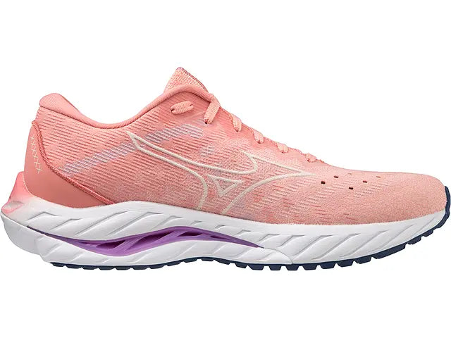 Lateral view of the Women's Wave Inspire 19 SSW in the color Peach Bud / Vaporous Grey