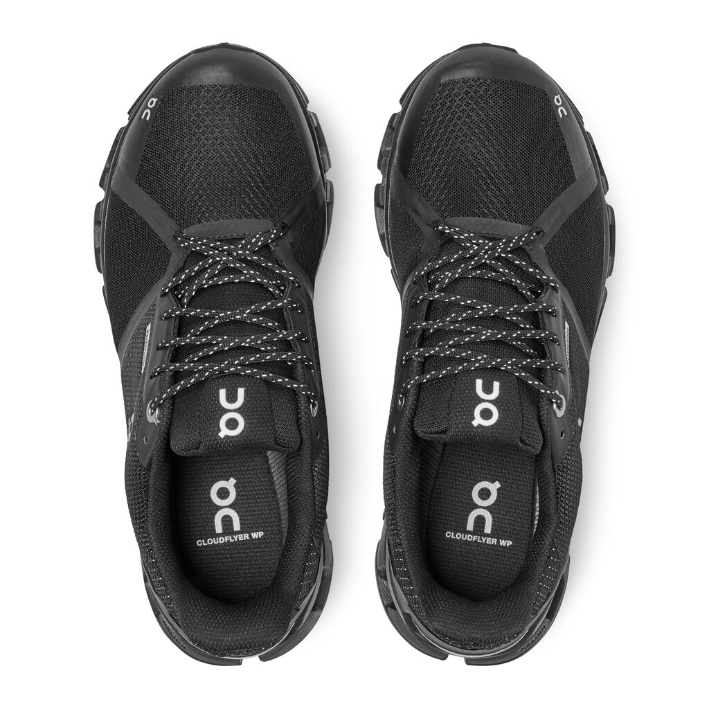 Top view of the Women's Cloudflyer -Waterproof by On in the color Black / Lunar