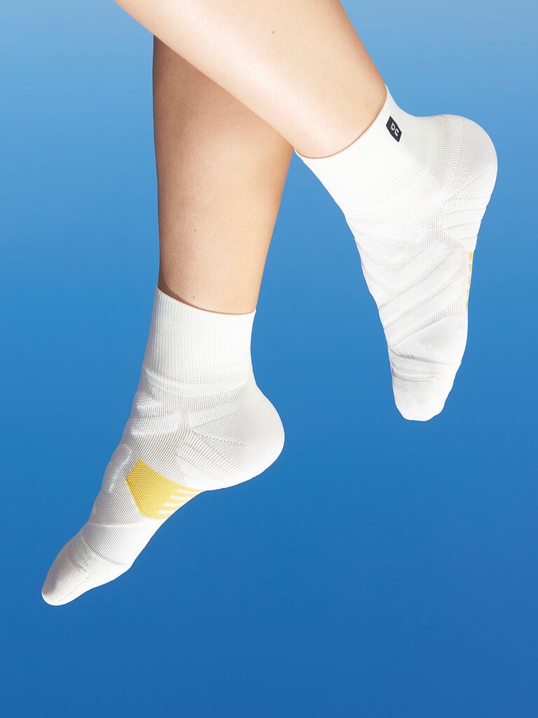 White Quarter Sock with yellow accent