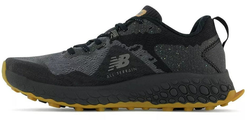 Medial view of the Men's Hierro V7 trail runner by New Balance in the color Black/Black