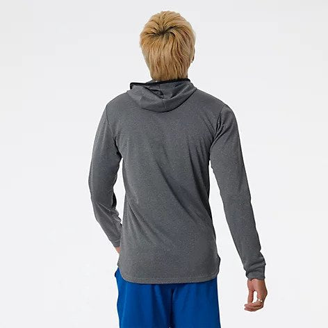 Back view of the Men's Tenacity Hooded 1/4 Zip in the color Light Aluminum
