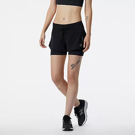 Featuring a lightweight woven shell and fitted inner short with NB DRYx wicking technology, our Impact Run 2in1 Short helps you feel cool and dry on your run. These women's running shorts have a storage tunnel to thread extra layers through for a hands-free workout. Plus, a drop-in pocket on the inner fitted short offers quick access to nutrition and valuables.