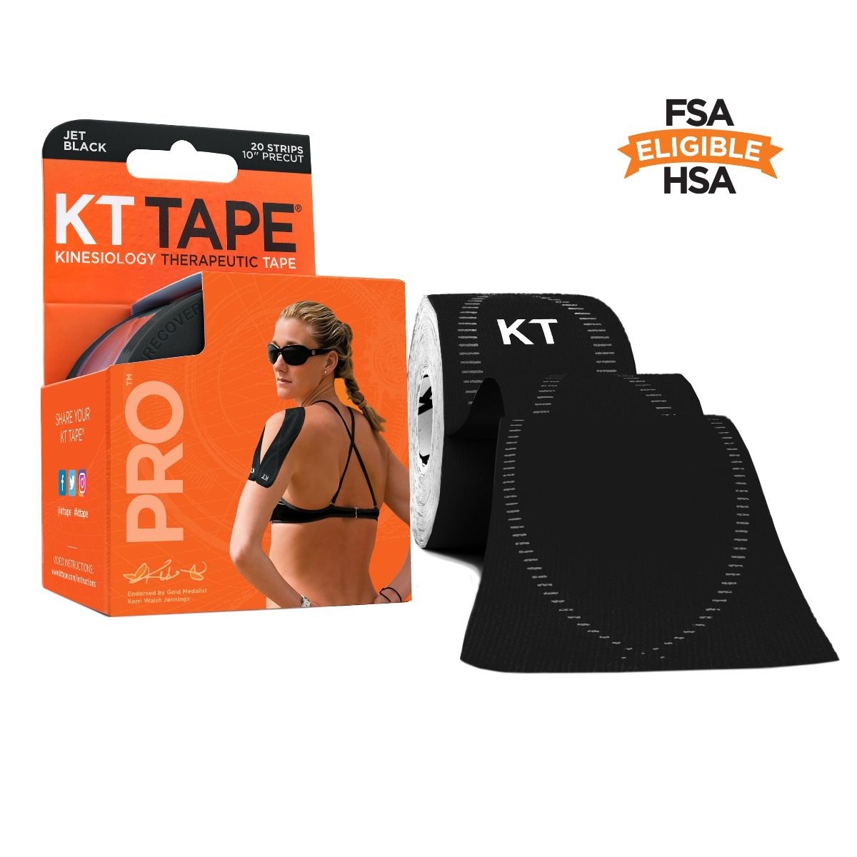 Image of the KT Tape Pro and it's packaging in the color Black