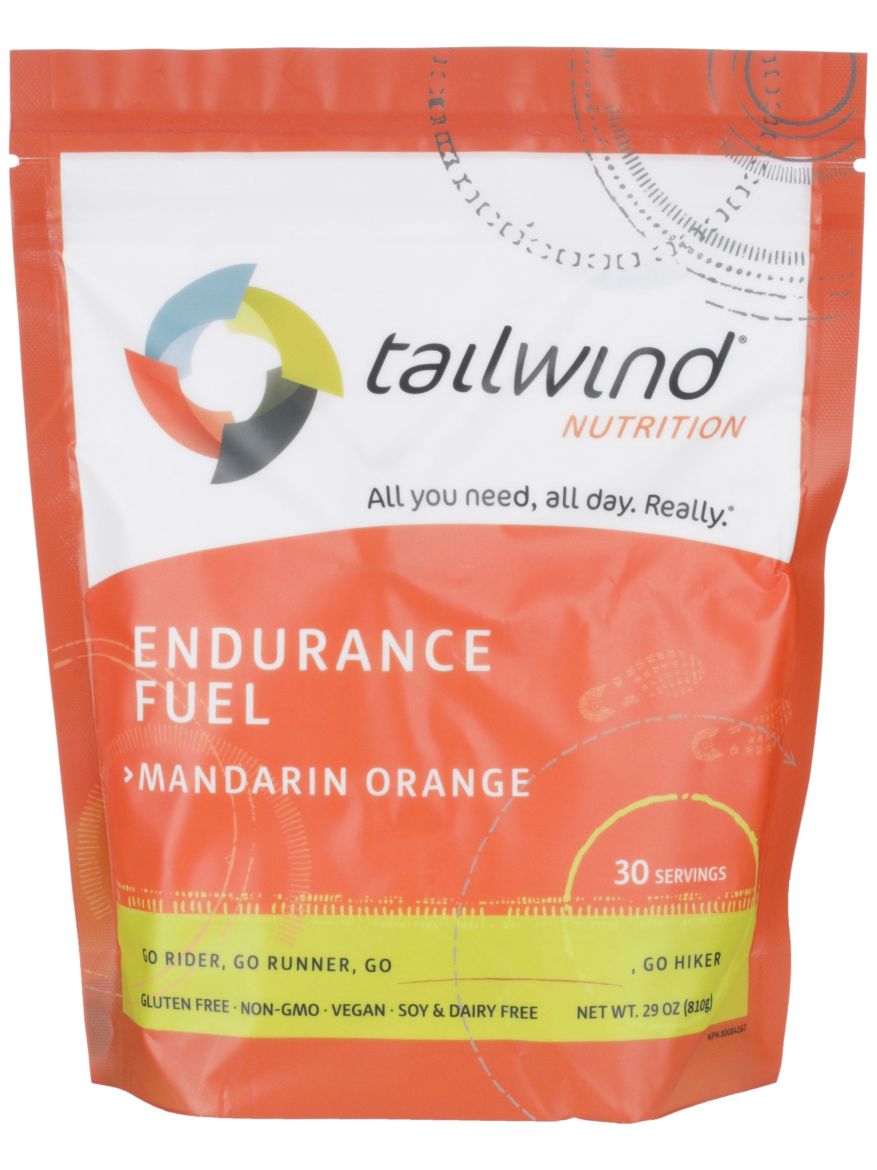 Front view of the packaging for Tailwind Nutrition Endurance Fuel (30 Servings) -flavor Mandarin Orange