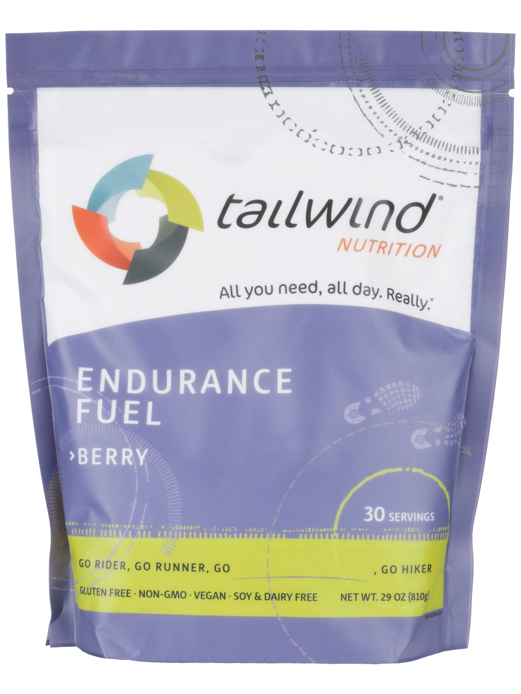 Front view of the packaging for Tailwind Nutrition Endurance Fuel (30 Servings) -flavor Berry
