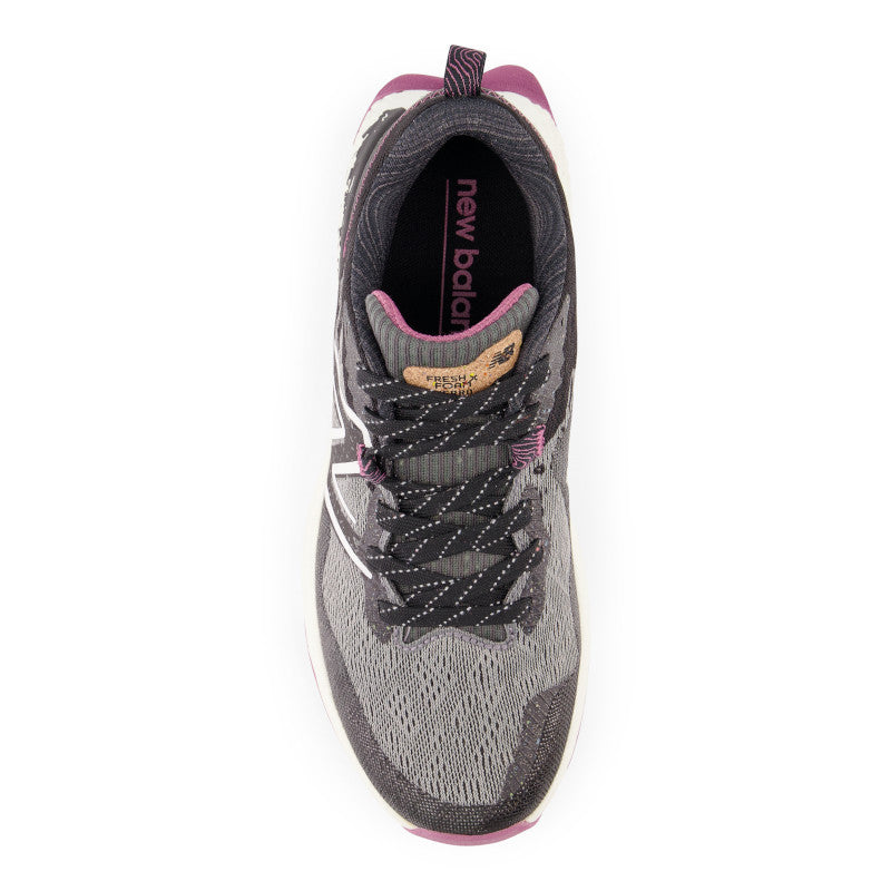 Top view of the Women's Trail Hierro V7 by New Balance in the color Castlerock with raisin