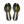 A pair of athletic shoe insoles shown from a top-down view, featuring a black perforated design with a bright yellow-green accent stripe and a beige center column on a white background.