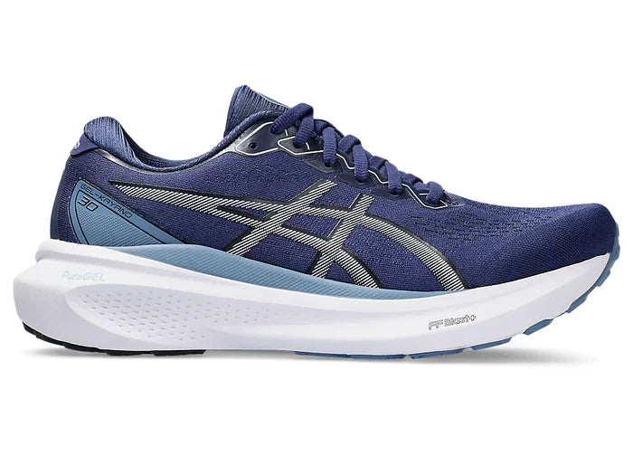 Lateral view of the Men's Kayano 30 by ASICS in Deep Ocean/White