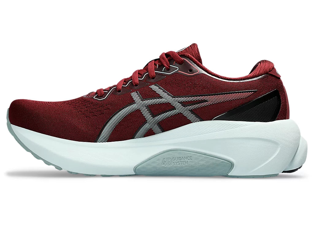 Medial view of the Men's ASICS Kayano 30 in the color Antique Red/Ocean Haze