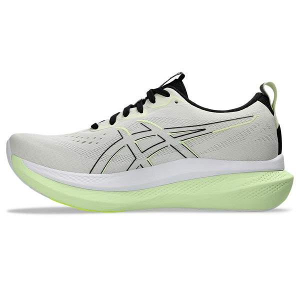 The Asics logo on the upper is outlined in black and green