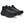 Pair of black running shoes on a white background.