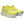 Pair of bright yellow running shoes with a white sole on a white background