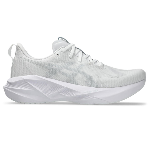 This ASICS running shoe has a tonal white and grey upper and midsole.