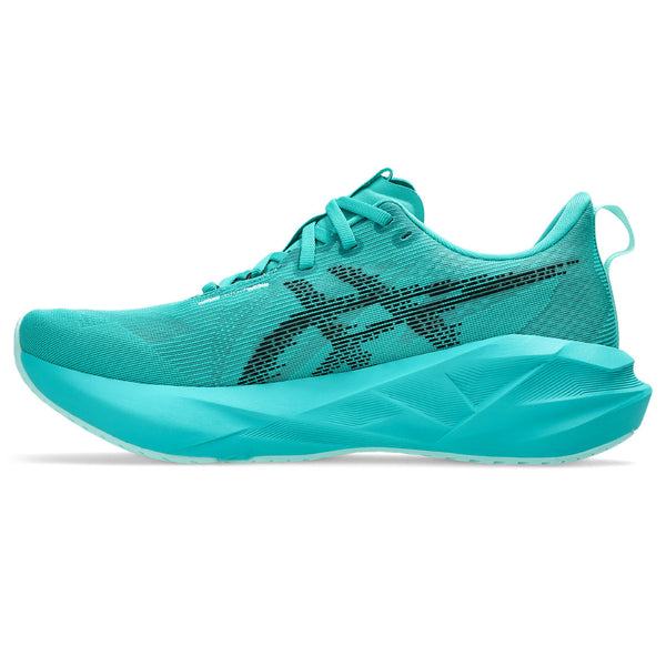The medial side of this ASICS Novablast 5 has a large logo.